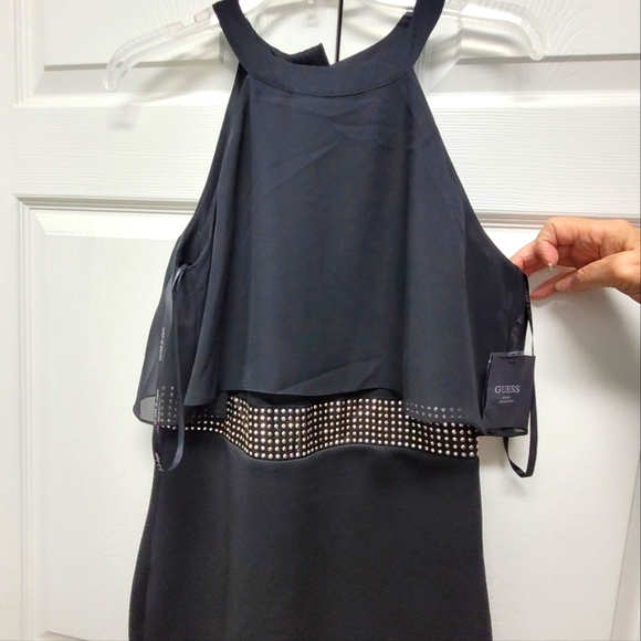 🎉Host Pick🎉 Guess Halter Style Little Black Dress with Sheer Overlay - Picture 5 of 8